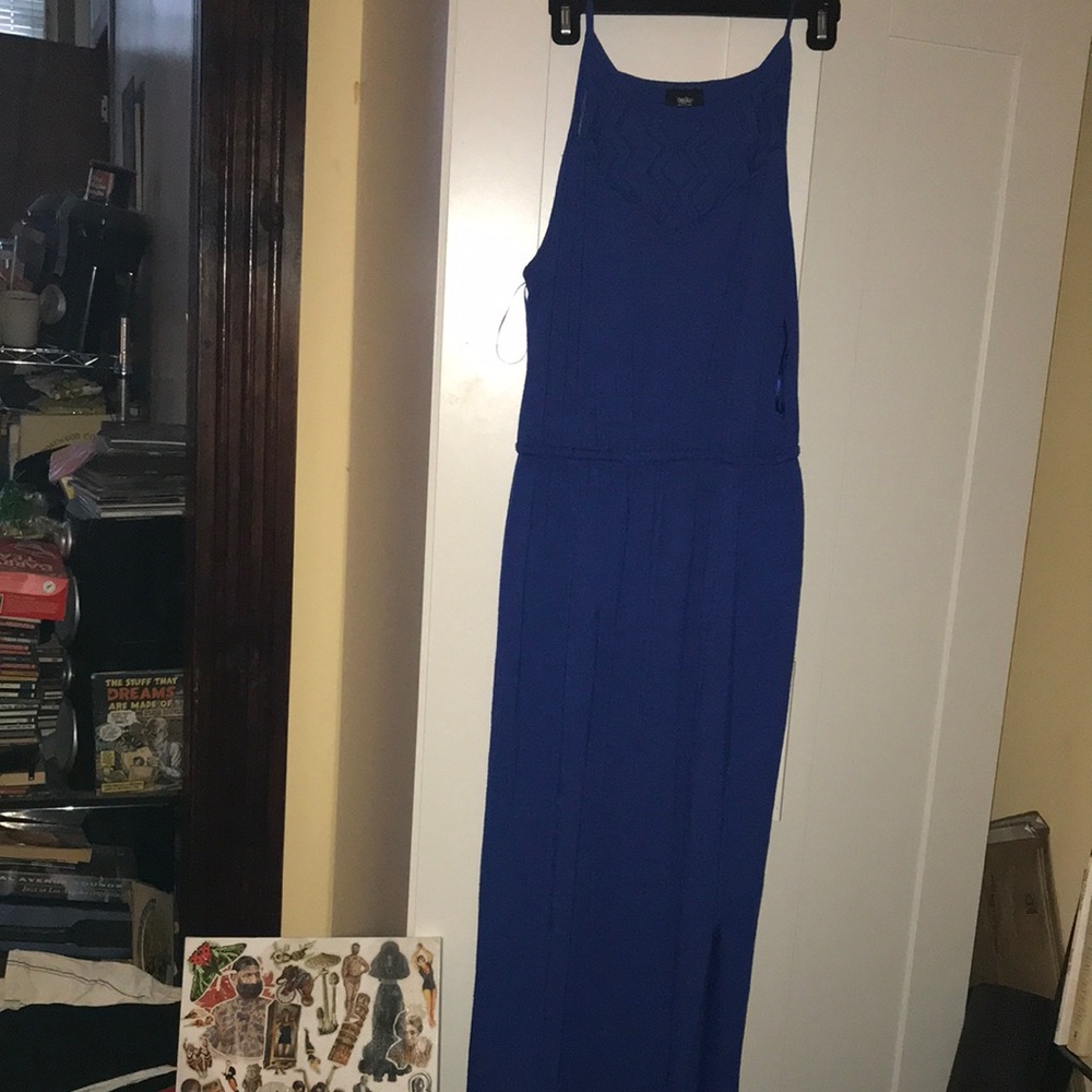 Spaghetti-strap maxi dress, perfect shape; beautiful color.